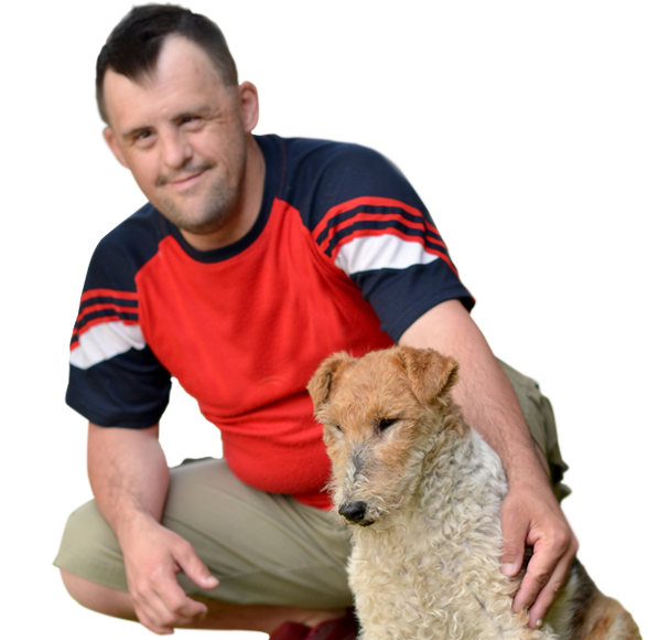 man with dog man with dog